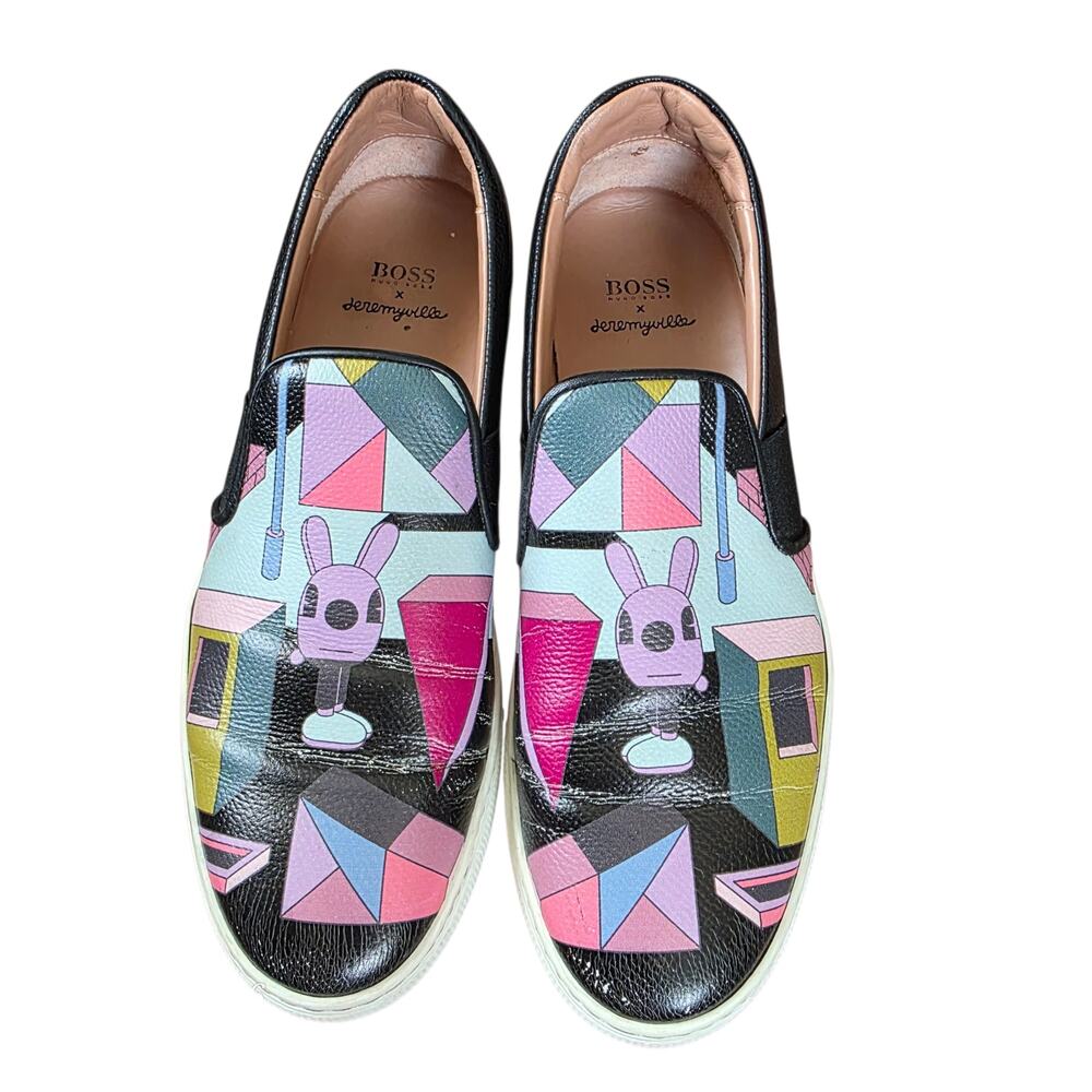 BOSS Hugo Boss x Jeremyville Leather Slip On Landscape Sneakers Multicolor EU 38